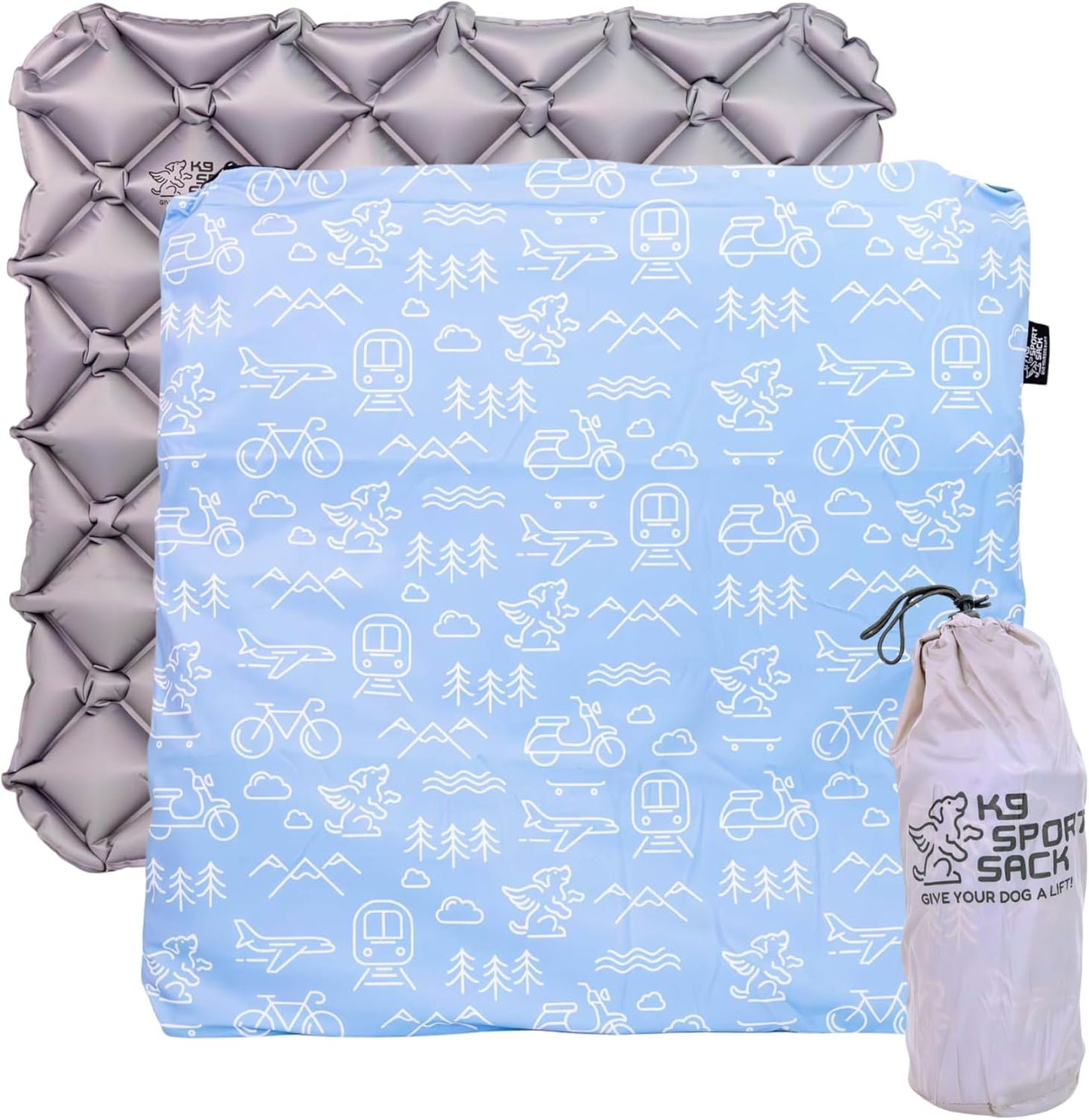 K9 Sport Sack Sleeper with Blue Slip Cover - Large/Extra Large (3” x 28” x 28”) - Inflatable Dog Bed with Carrying Case - Lightweight, Durable Design Ideal for Travel