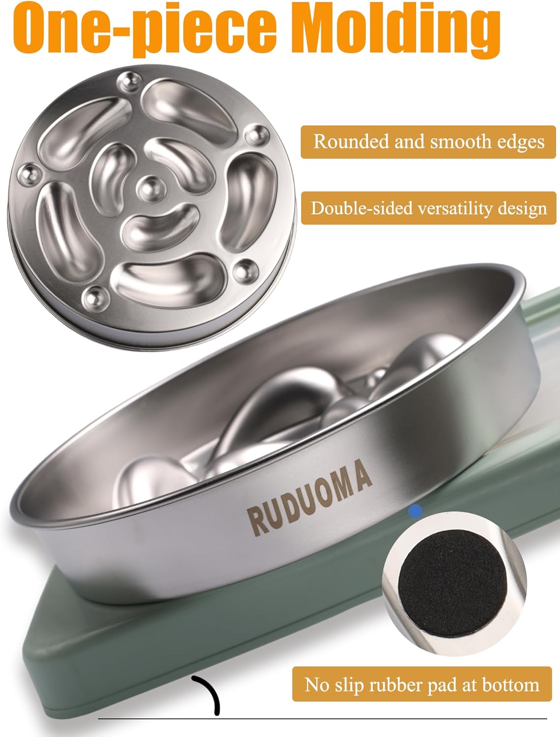 Stainless Steel Dog Bowls for Brachycephalic Breeds,Gentle Slow Feeding Design,Moderately Slow Down Eating Pace,Non-Slip,2.5 Cups Capacity Metal Bowl for Medium Dogs