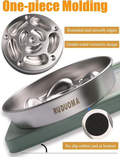 Stainless Steel Dog Bowls for Brachycephalic Breeds,Gentle Slow Feeding Design,Moderately Slow Down Eating Pace,Non-Slip,2.5 Cups Capacity Metal Bowl for Medium Dogs