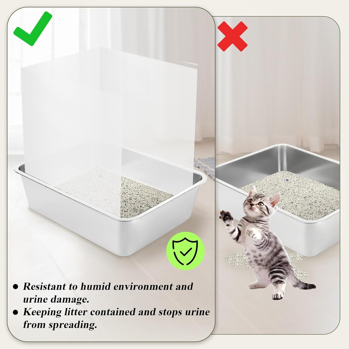 4 Pack Cat Litter Box Pee Shields Transparent Shield Box Splash Guard Urine Splash Guard for Easy Cleaning for Open Top Litter Pan, 14.5×11.5 Inch, Litter Box Not Included
