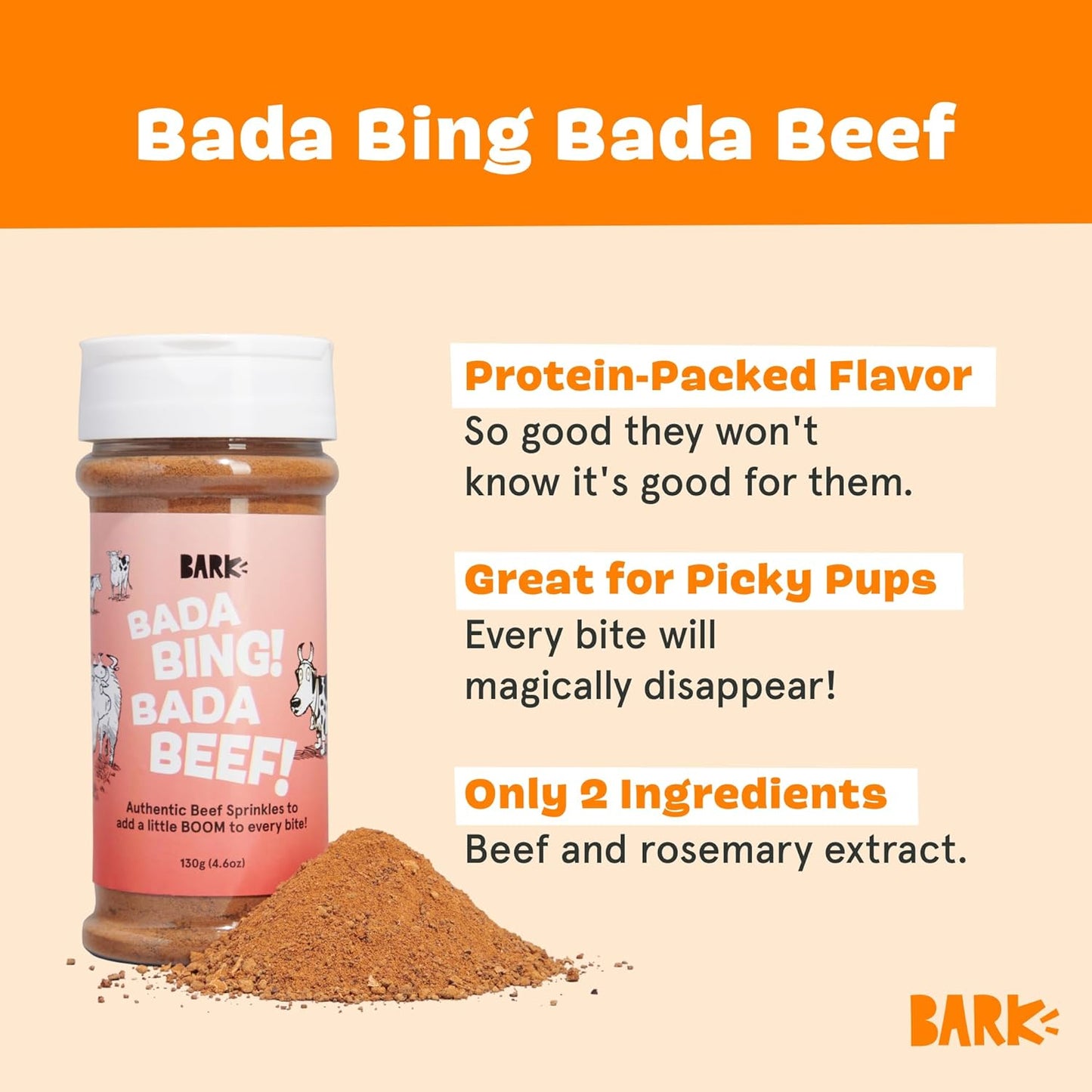 Barkbox Bada Bing Beef Dry Dog Food, Toppers with High Protein and Limited Ingredients Meal Enhancer for Large & Small Breeds - 4.6 Oz