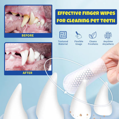 50Pcs Teeth Cleaning Wipes for Dogs & Cats, Dog Dental Care Wipes, Disposable Gentle Cleaning & Gum Care Pet Wipes