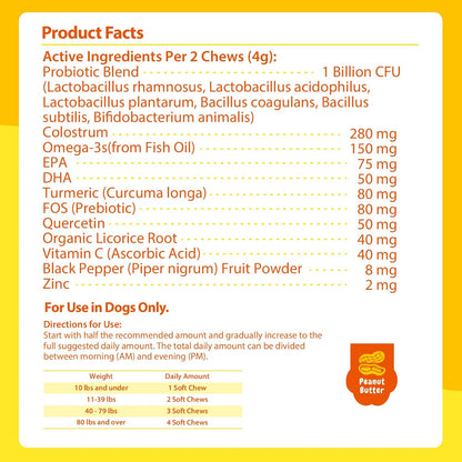 PENPENPET Dog Allergy Relief Chews, Dog Itching Skin Relief, Omega 3 for Dogs Itch Supplement, Relieve Seasonal Allergy, Provide Immune Support (Peanut Butter Chews, 180ct)