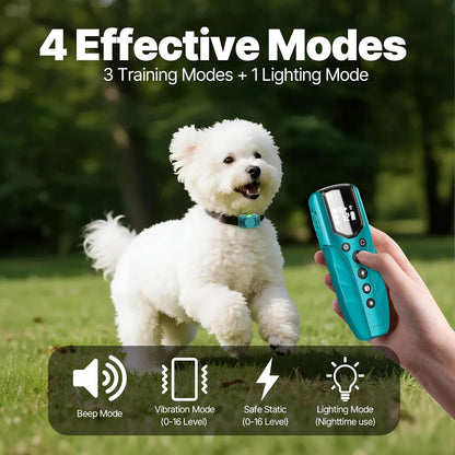 Tiniest Small Dog Shock Collar, Lightest Dog Training Collar with 2000ft Remote, Tailored for Small Dogs 5-15lbs & Medium Large Dogs, Beep, Vibrate, Shock, Lighting, Waterproof, Rechargeable，Cyan