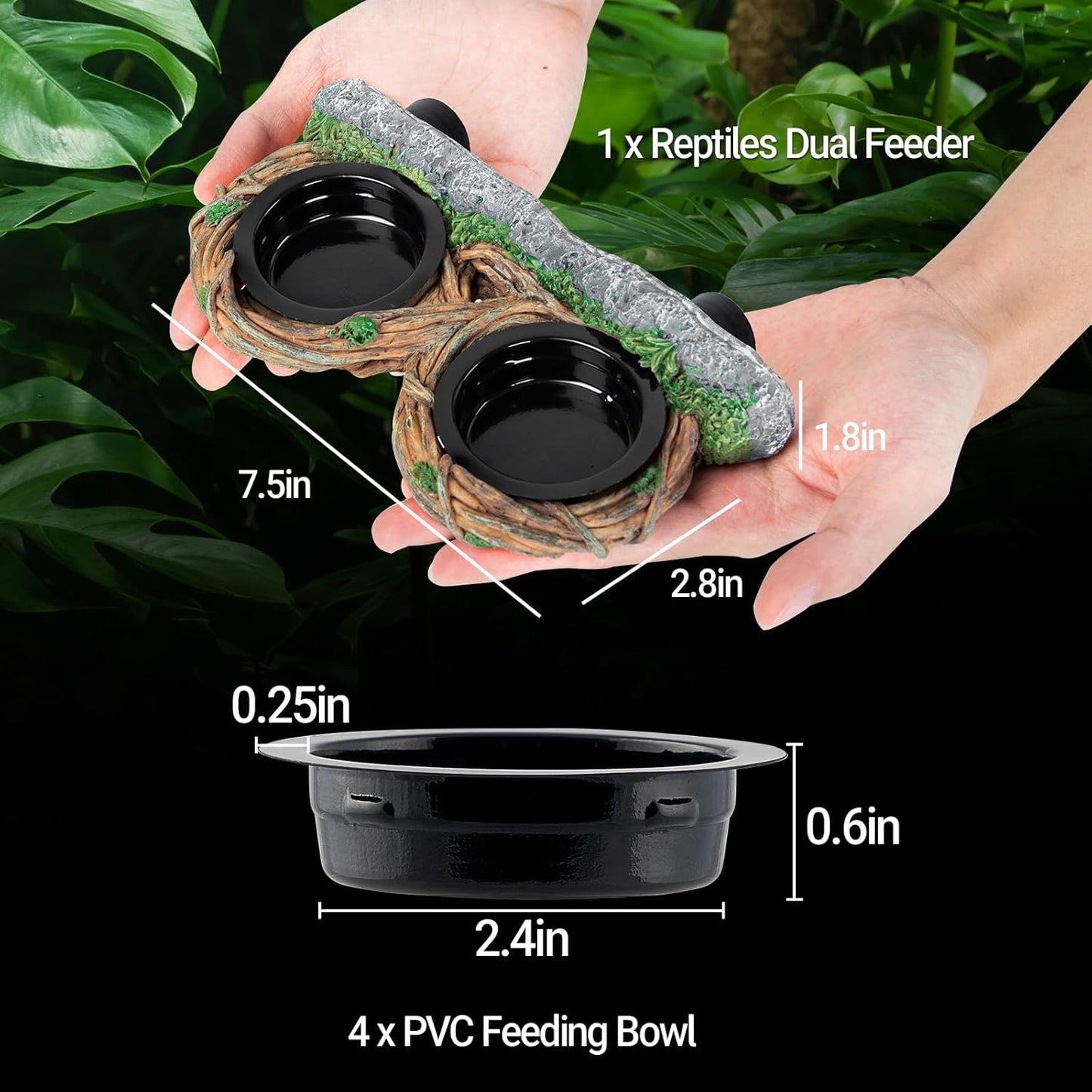 REPTI ZOO Reptile Feeder Ledge Magnetic (Dual Feeder)