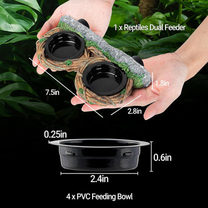 REPTI ZOO Reptile Feeder Ledge Magnetic (Dual Feeder)