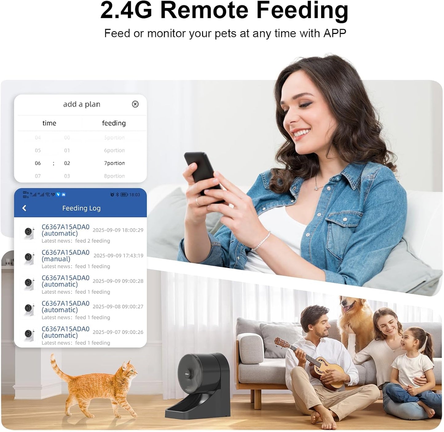 NPET 3L Automatic Cat Feeder, Wheel-Shaped Dry Food Dispenser Timed Pet Feeder for Cats and Small Dogs, 1-8 Meals Per Day - Programmable Portion Control (Black, WiFi Version)