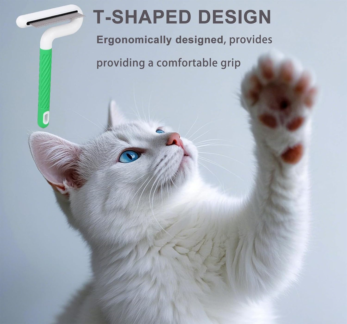 2 Pack Flea Comb, Stainless Steel Shedding Brush with Rounded Teeth, Multifunctional Pet Grooming Brush with Rubber Handle, T Shaped Tick Comb, Grooming Brush for Remove Anti Fleas Egg