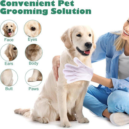 CuteBone Pet Glove Wipes - Dual-Sided Grooming Gloves with Wipes, Gentle and Effective Cleaning for Dogs, Removes Dirt, Fur, and Dander, Convenient and Mess-Free Grooming Solution, 18 Count
