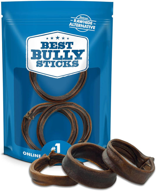 Best Bully Sticks Puppy Teething Rings - Single Ingredient Natural Collagen Puppy Chews for Teething - Bones for Small Dogs - Enrichment, Mental Stimulation, 3 Count