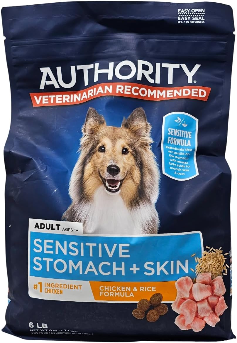 Authority Adult Sensitive Stomach and Skin Chicken and Rice Dry Dog Food, 6 Pound Bag