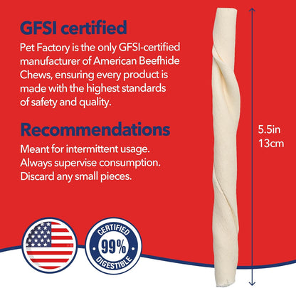Pet Factory American Beefhide 5" Twist Sticks Dog Chew Treats - Natural Flavor, 10 Count/1 Pack