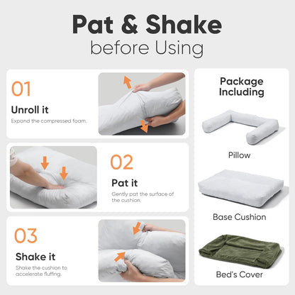 FUKUMARU Dog Couch Bed, Corduroy Cozy Cat Bed for Indoor Cats with Washable Cover, 28in Waterproof Orthopedic Dog Beds Sofa for Small Dogs and Large Cats, Cute Warm Cotton Pet Sofa, Green