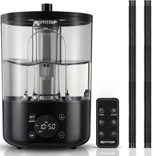 Reptile Humidifier Fogger for Terrariums, Timer Function, 1 Gallon, Adjustable Fog Volume, Ideal for Bearded Dragons, Lizards, Geckos, Snakes, Tortoises, Remote Control