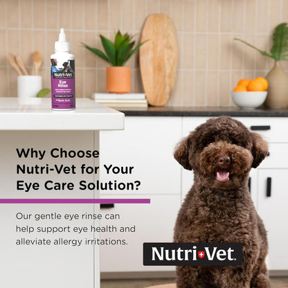 Nutri-Vet Eye Rinse for Dogs, Dog Tear Stain Remover, Eye Wash, Allergy Relief for Pet Puppies, Puppy Supplies, Pet Safe Formula, Vet Formulated, Prevents Infections, 4oz