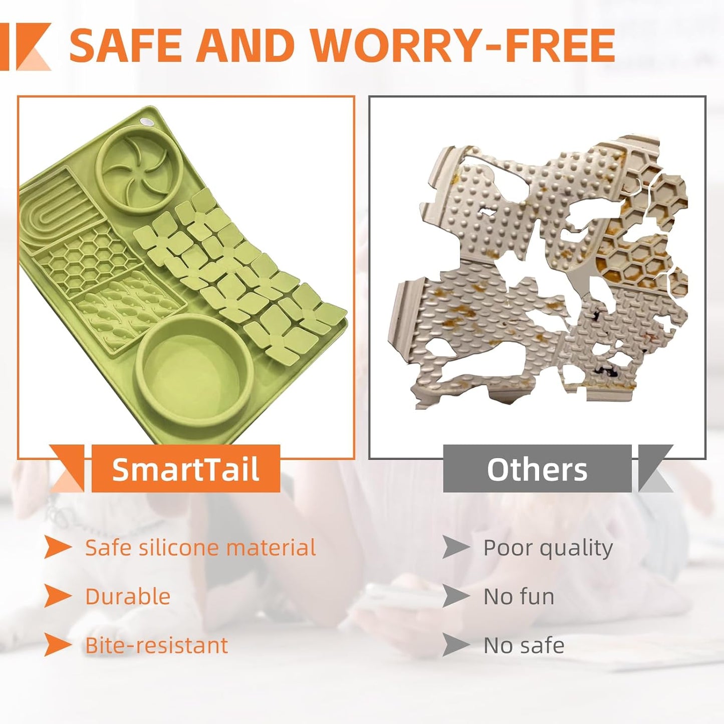 SmartTail Lick Mat for Dogs, Silicone Snuffle Mat for Puppies with Suction Cups, Dog Enrichment Toys for Anxiety Relief, Slow Feeder Dog Bowls for Wet and Dry Foods, Easy to Clean