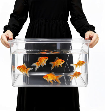 Geelin 2.5 Gallon Plastic Fish Tank Large Bowl Shatterproof with Crystal Clear Clarity for Terrarium, Flower Vase Centerpiece Gift for Fish Lovers(Square)