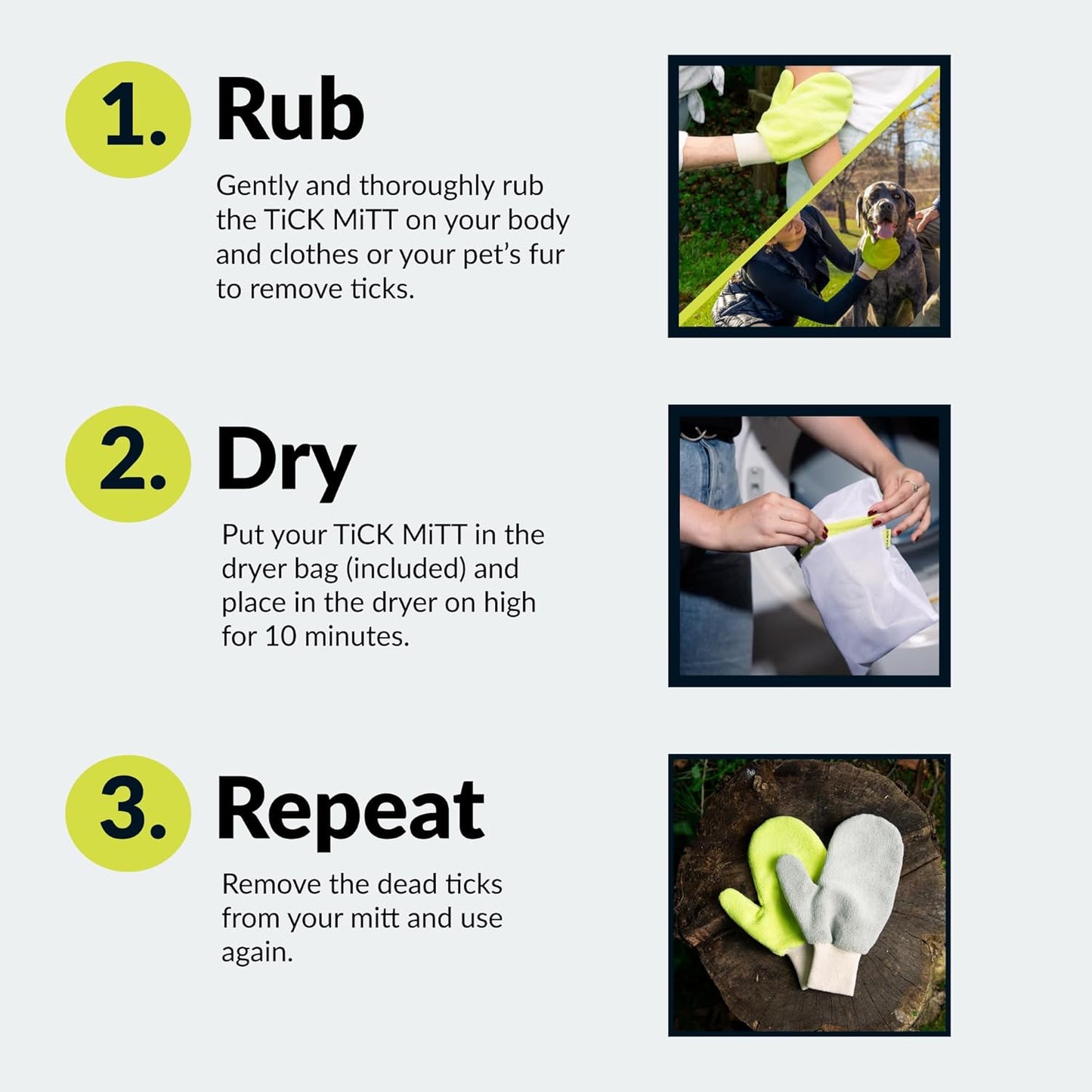 TiCK MiTT Yellow Tick Removal Glove for Humans & Pets - Safely Remove Ticks Effortlessly, Chemical-Free, Durable, Portable Tick Management Tool for Outdoor Adventures & Everyday Use