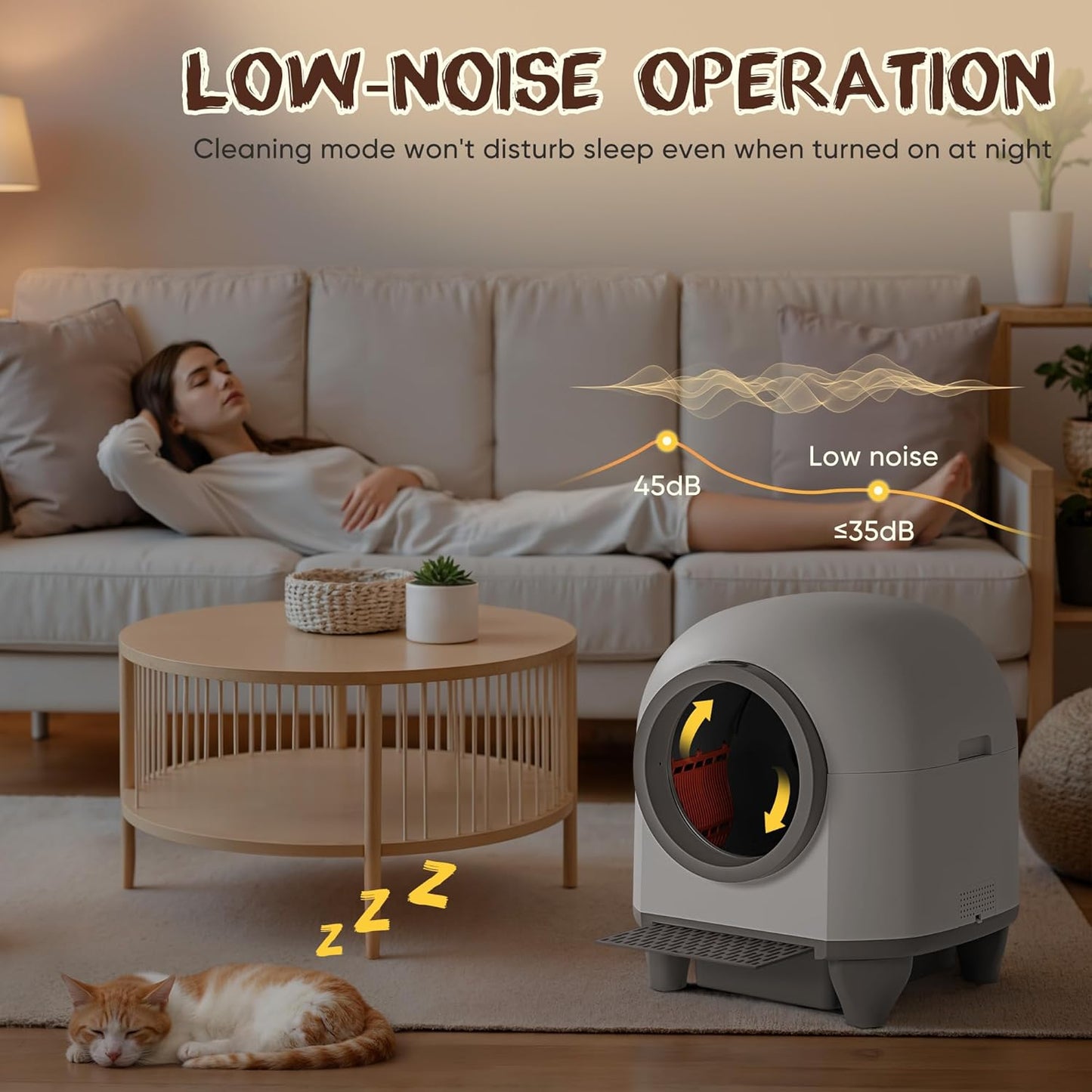 GUNJI Automatic Self-Cleaning Litter Box, 90L Large Capacity for Multiple Cats - APP Controlled with Safety Protection, Included Litter Mat & 1 Roll Garbage Bags (Gray)