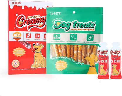M-PETS Dog Training Treats 2-Pack Bundle: (1) Chicken Crunch Sticks (30 Count) + (1) Chicken Flavor Puree Tubes (8 Pack)