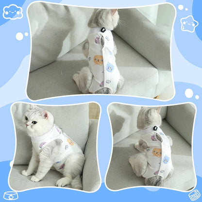 Coppthinktu Cat Recovery Suit Female, Breathable Cat Onesie After Surgery Female for Abdominal Wounds or Skin Diseases, Surgery Recovery Suit Kitten Onesie After Spay Wear Anti Licking