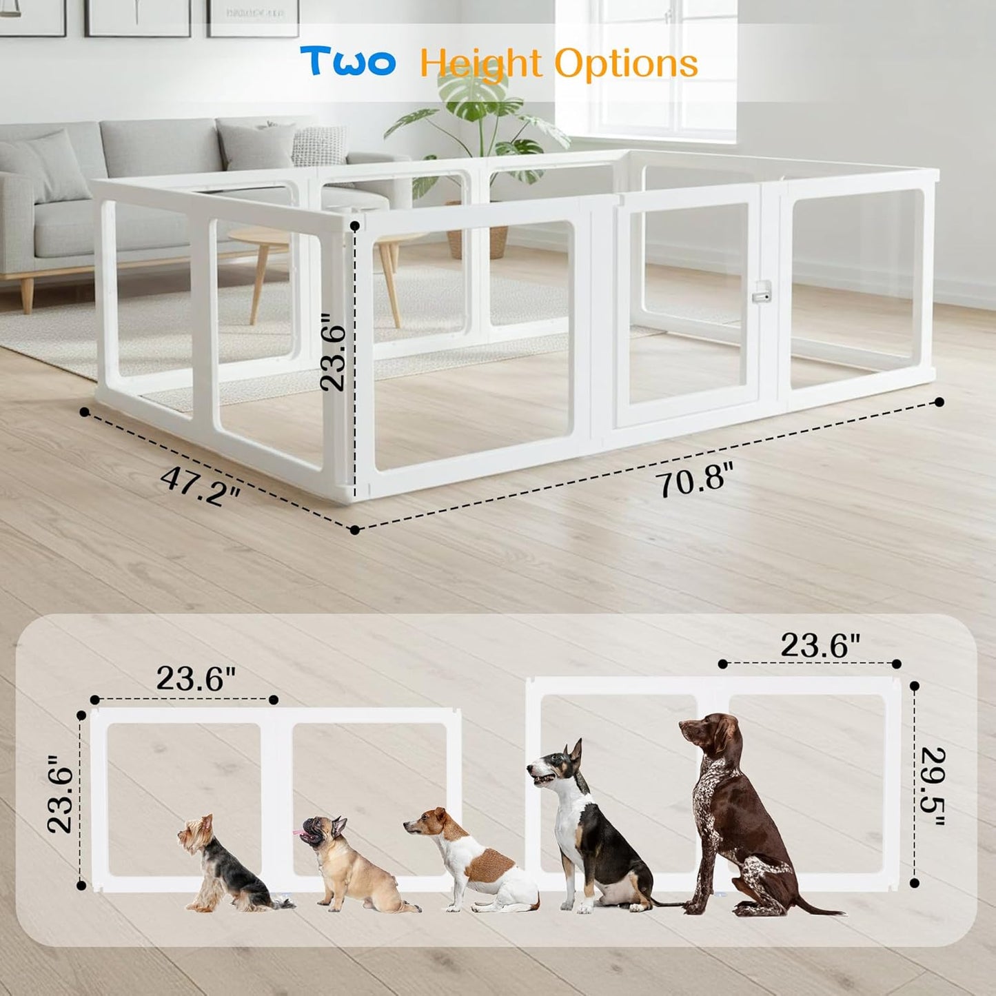 Dog Playpen with Door Clear Pet Playpen for Indoor Outdoor Easy to Install and Remove Puppy Playpen for Dogs, Cats, Bunnies, Pigs, 10 Panels