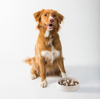 Titan Bamboo Slow Feeder Dog Bowl Large with Ultra Grip Rubber Base Pet Bowl 8 Inch