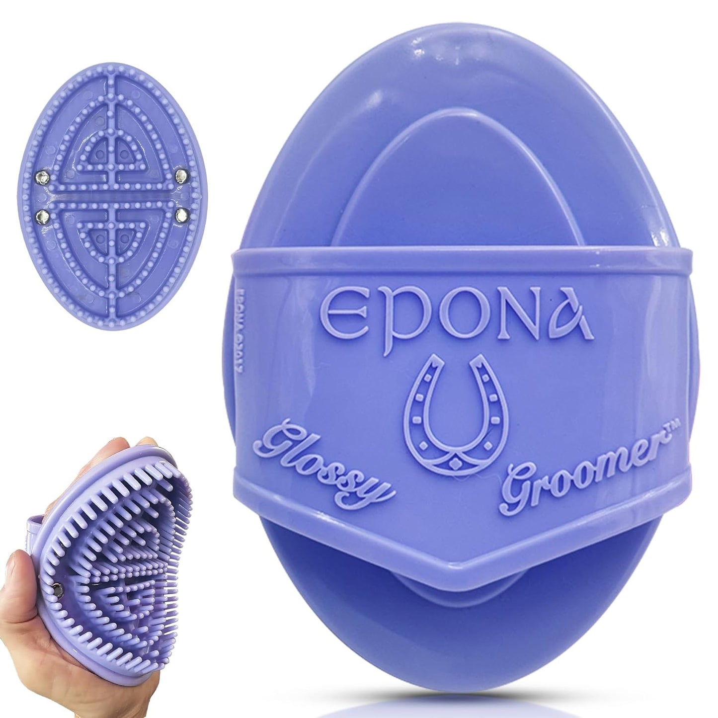 Epona Lavender Flexible Glossy Curry Comb for Horses – Soft, Ergonomic Grooming Brush with Flexible Tines for Deep Cleaning, Massage & Shedding Care