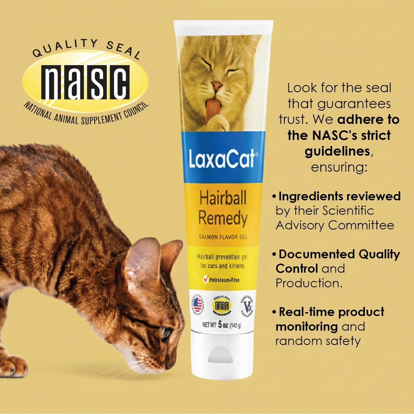 Hairball Gel for Cats 5 oz Petroleum Free Cat Hairball Paste for Furball Control, Constipation Relief and Digestive Support, Easy Lick Salmon Flavor Hairball Treatment for Daily Use, Made in USA