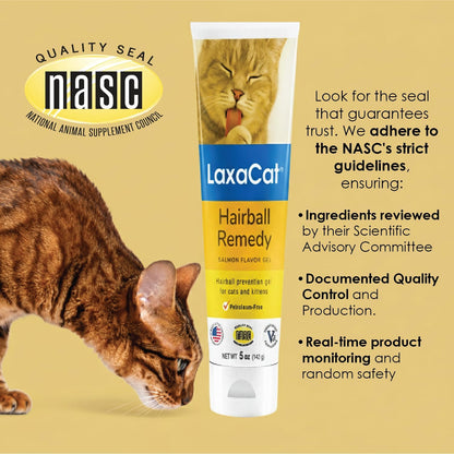 Hairball Gel for Cats 5 oz Petroleum Free Cat Hairball Paste for Furball Control, Constipation Relief and Digestive Support, Easy Lick Salmon Flavor Hairball Treatment for Daily Use, Made in USA