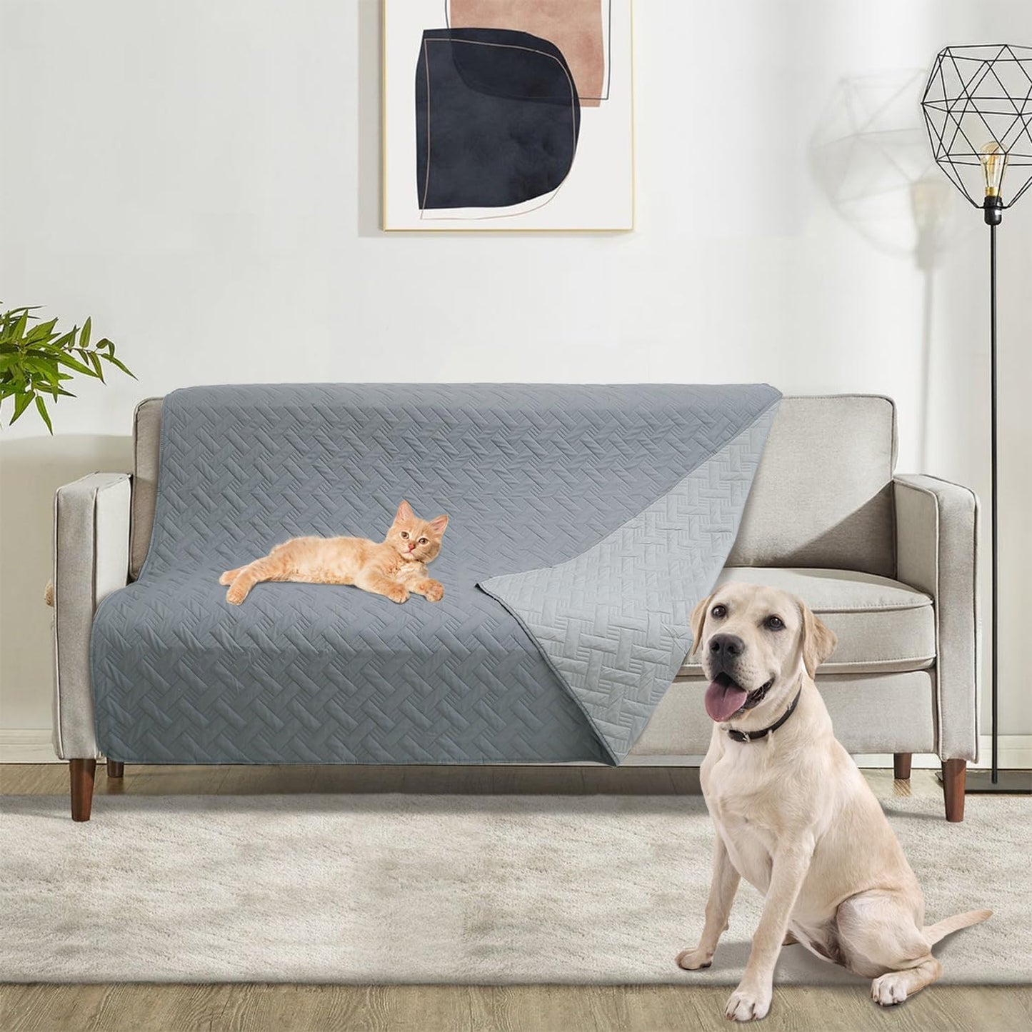 Dog Bed Cover for Pets Blankets Rug Pads for Couch Protection Waterproof Bed Covers Dog Blanket Furniture Protector Reusable Changing Pad (Dark Grey+Light Grey, 30x70)