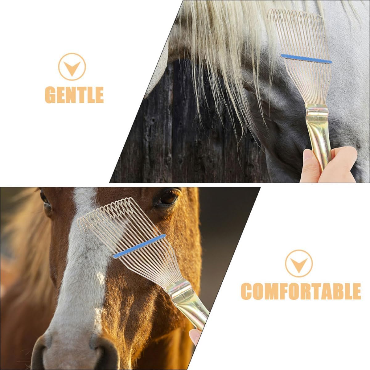 Homoyoyo Sheep Wool Comb Brush and Horse Hair Rake for Livestock Grooming, 23Cm Small Yellow Deshedding Tool for Cattle and Farm Animal Hair Removal