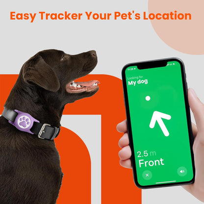 Waterproof Airtag Dog Collar Holder for Apple Air Tag, Silicone Dog Airtag Holder for Dogs & Cat Collars(Purple)