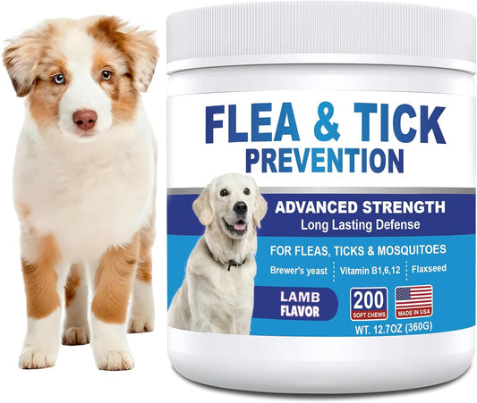 Flea and Tick Prevention for Dogs 200ct, Daily Support for Skin & Coat, Gut, Immune