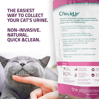 KIT4CAT CheckUp Pro at Home Cat Wellness Test for | Hydrophobic Litter to Collect Urine & 2, 10 Indicators Strips | pH, Protein, Urobilinogen, Glucose, Bilirubin, Ketone, S-Gravity, Blood in Urine