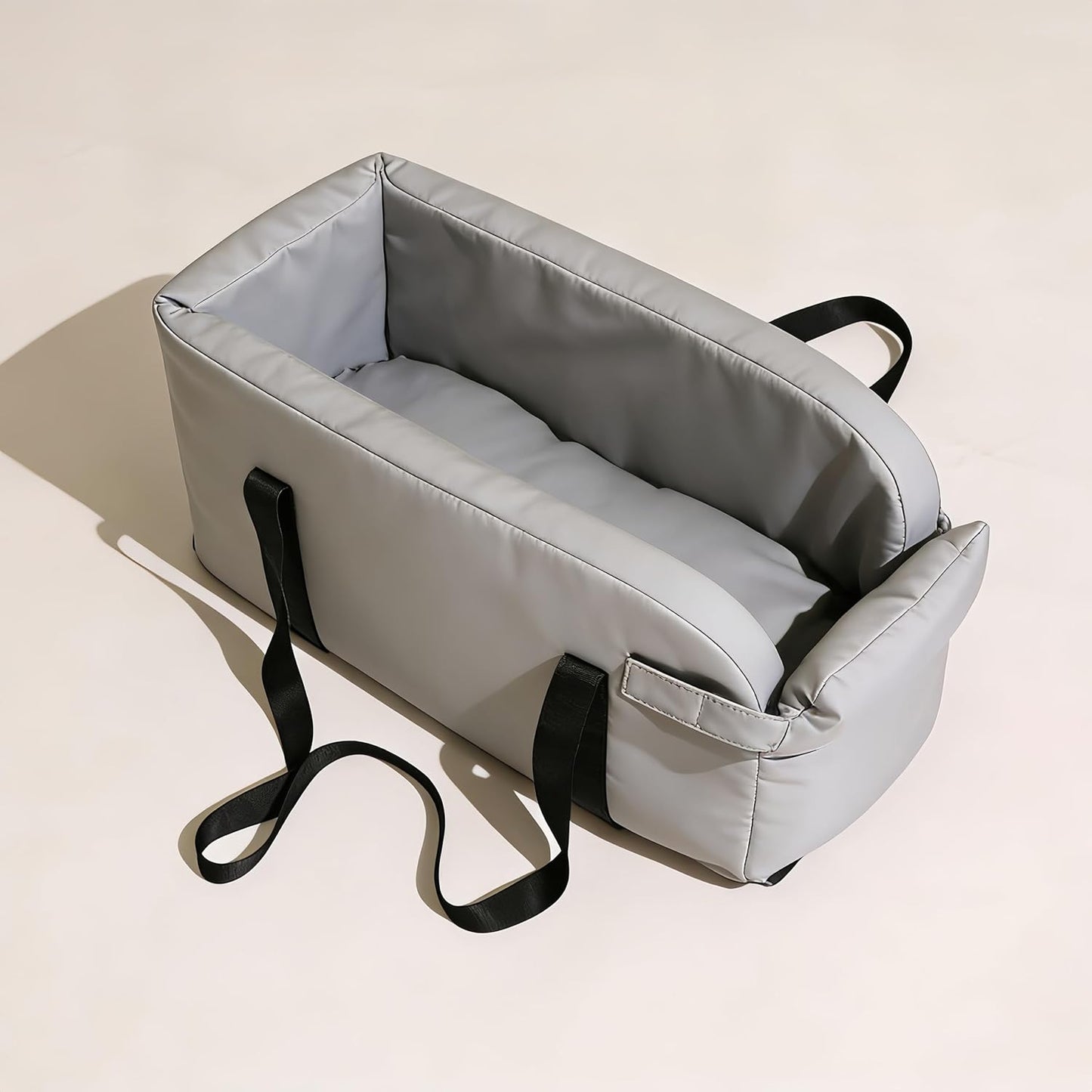 Center Console Dog Car Seat, Small Dog Car Seat, Waterproof Pet Bed with Safety Leash, Anti-Collapse Pet CarSeat with Soft Cushion, Easy Wipe Clean for Puppies Under 11 lbs (Black)