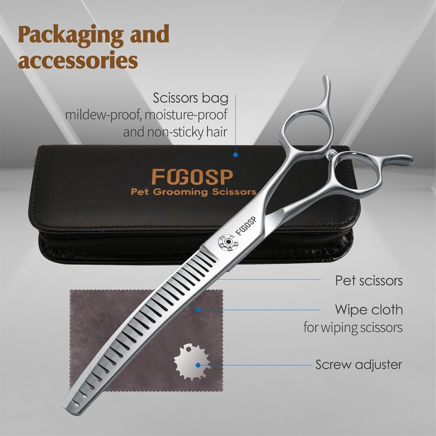 Curved Chunkers Dog Grooming Scissors 7" with Gradual with teeth Shears for Dogs Pet Japan Alloy Steel 70% Thinning Rate 24 Flat Teeth Fluffier Natural (7.0 in, Curve Chunker)