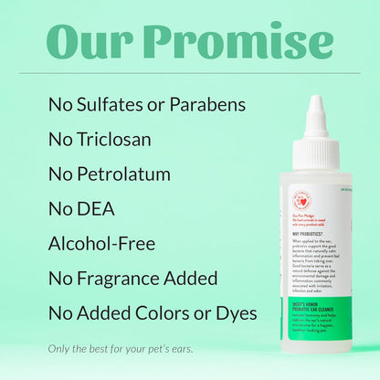 SKOUT'S HONOR Probiotic Dog Ear Cleaner Solution with Aloe Vera - Alcohol-Free, Fragrance-Free, Non-Medicated Ear Wash for Dogs - Microbione Friendly Certified, 4 oz.,