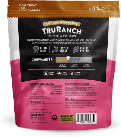 TRURANCH All-Natural Rawhide Alternative Dog Treats, 5" Pork Skin Sticks (Smoked), 10 Pack, with Real Pork, Healthy Treats, Limited Ingredients Dog Chew, for Small, Medium, and Large Dogs