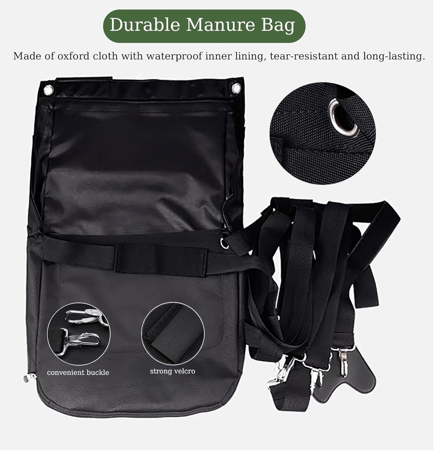 Large Medium Small Horse Manure Catcher Bag, Waterproof Equine Diaper Horse Poop Storage Bag, Outdoor Parade/Farm Pony Muck Catching Tool(Medium)