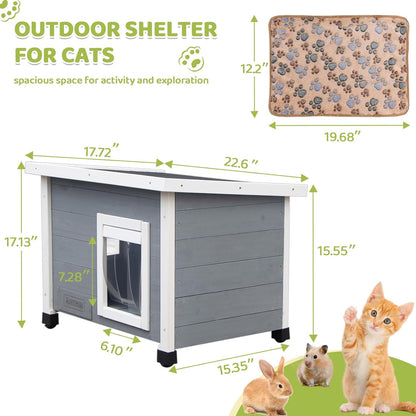 Outdoor Wooden Pet House, Weatherproof Winter Shelter for рuррy and Cats, Elevated Design with Window (Gray)