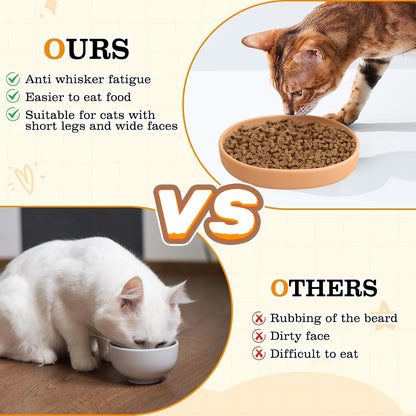 BNOSDM Raised Cat Slow Feeder Bowl and 2 Pcs Yellow Cat Dish for Cats and Dogs