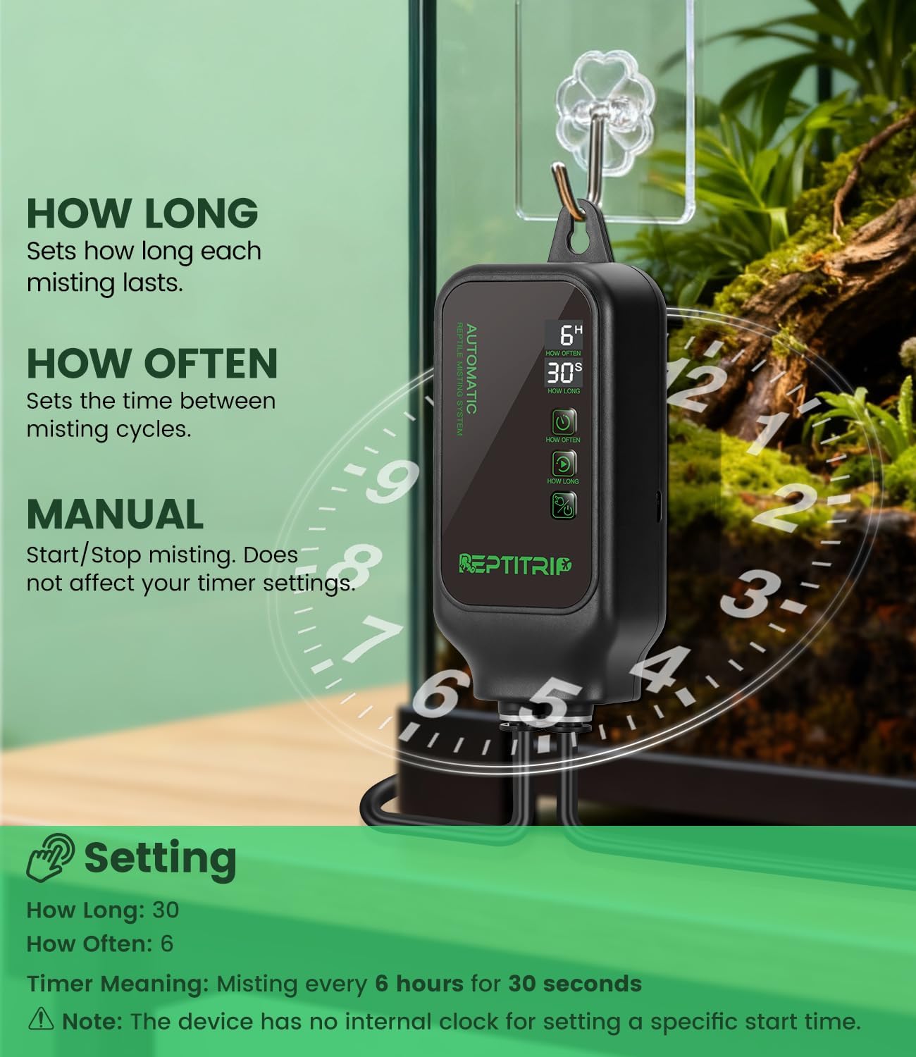 Reptile Mister System with Timer, Reptile Humidifiers Automatic, 360°Adjustable Misting Nozzles, DIY Misting System for Amphibians, and Rainforest Plants