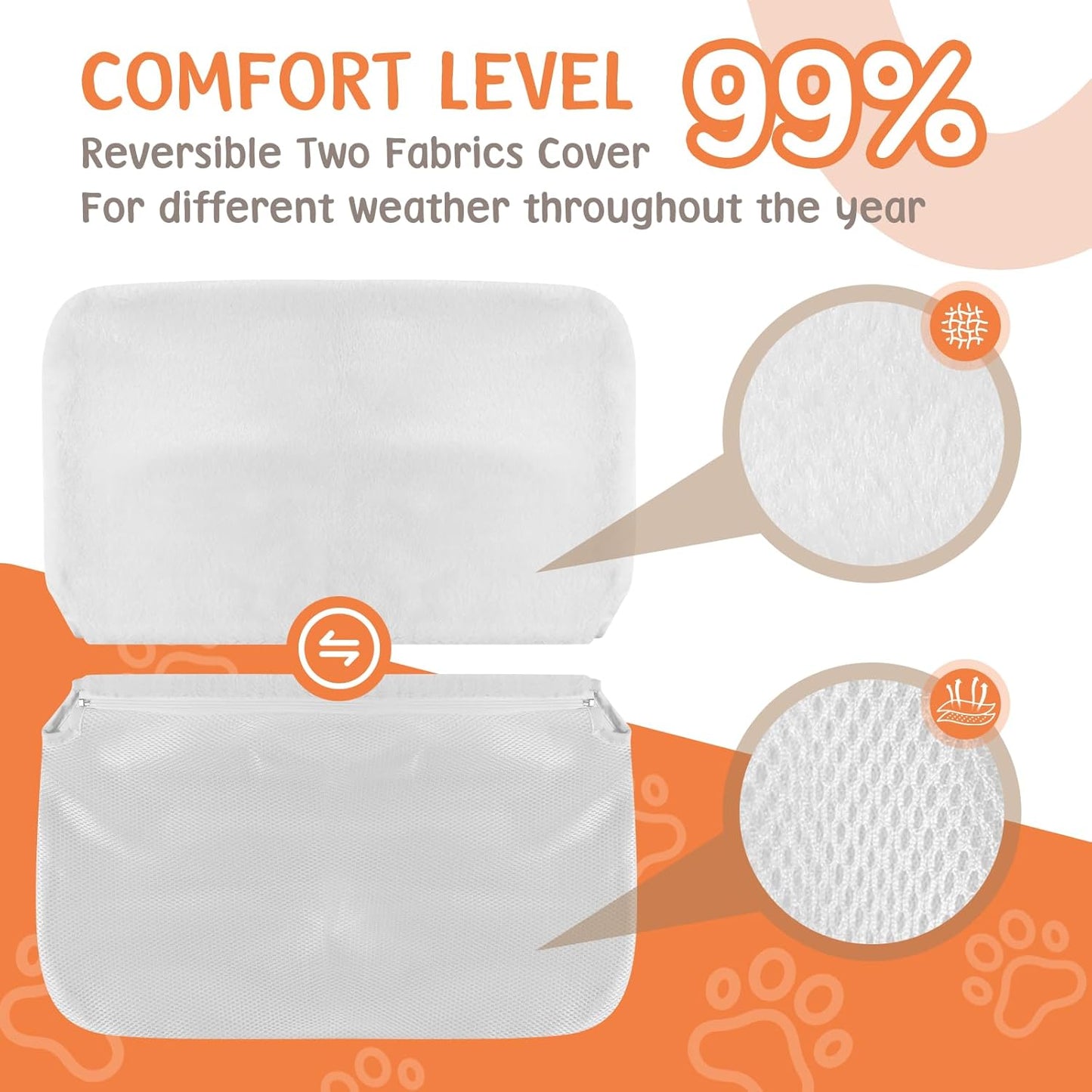 2 Pack Large Size Cat Window Perch,Cat Window Hammock Cordless Foldable Window Bed with 4 Large Strong Suction Cup,Reversible Cushion Cover,Metal Frame Easy to Adjust Window Seat (White，L)