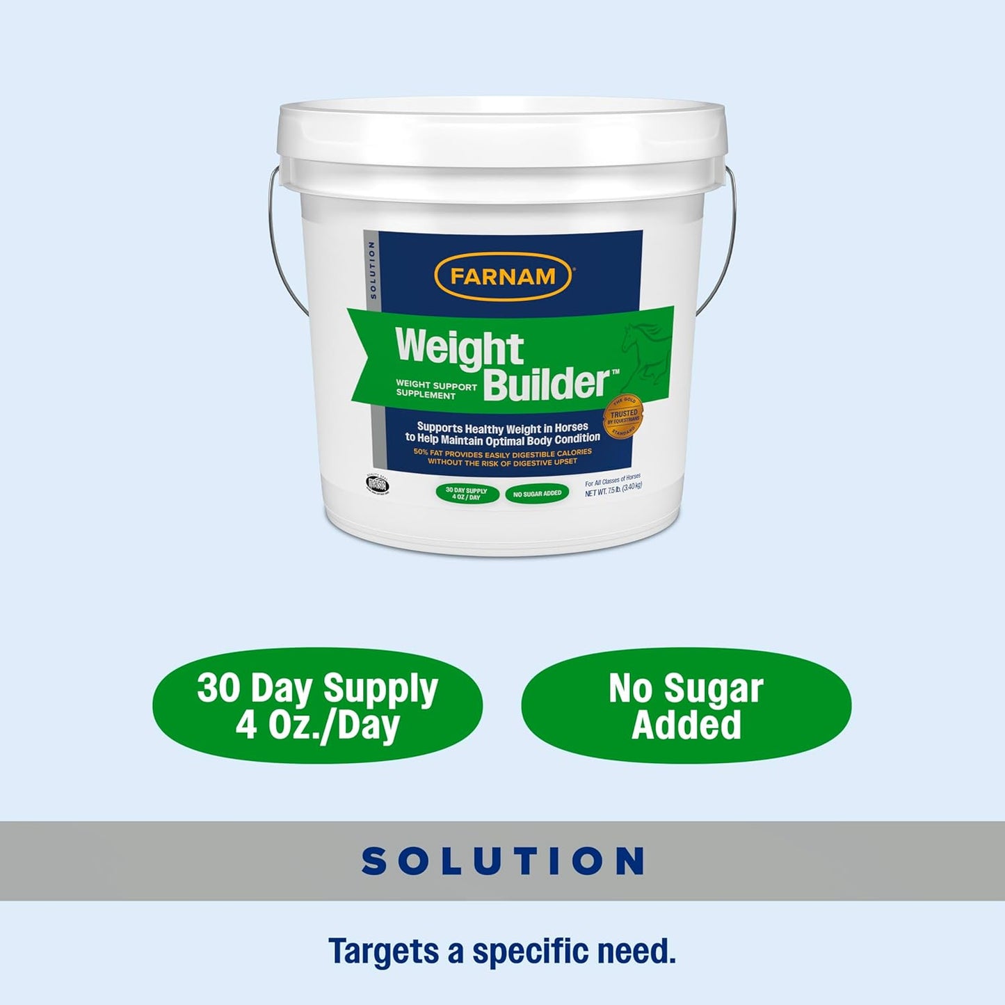Farnam Weight Builder Weight Support Supplement for Horses, Helps Maintain Optimal Body Condition, 7.5 lb, 30 Day Supply
