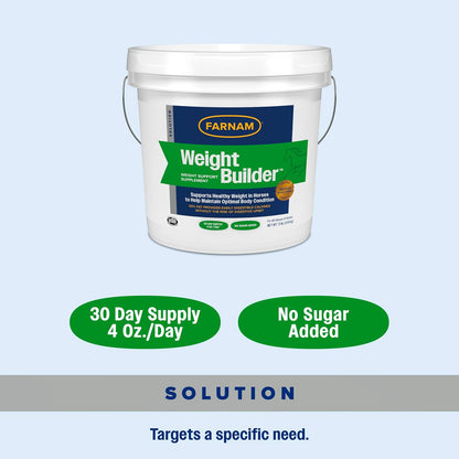 Farnam Weight Builder Weight Support Supplement for Horses, Helps Maintain Optimal Body Condition, 7.5 lb, 30 Day Supply