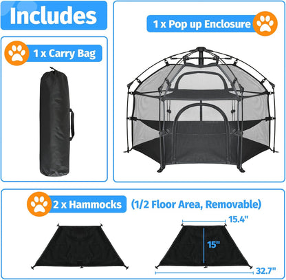 EighteenTek Catio Outdoor Cat Enclosure 3-Tier Pop up Cat Tent Playpen | Portable Kitten Catio Tower | Pet Playpen Indoor/Outdoor Cats Enclosed | Play Tents for Patio Balcony Courtyard Camping