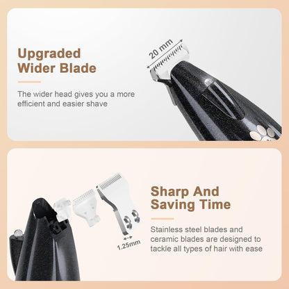 Dog Paw Trimmer with LED Display, 35dB Low Noise Electric Dog Clippers for Grooming, Cordless 20mm-Blade for Trimming Dog's Hair Around Paws, Eyes, Ears, Face, Rump with LED Light (Black)