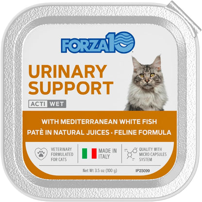 Forza10 - Cat Food, Urinary Tract Wet Cat Food, Non GMO, Vet-Approved UTI Support with Salmon Flavor, Made in Italy (3.5 oz, 32 Pack)