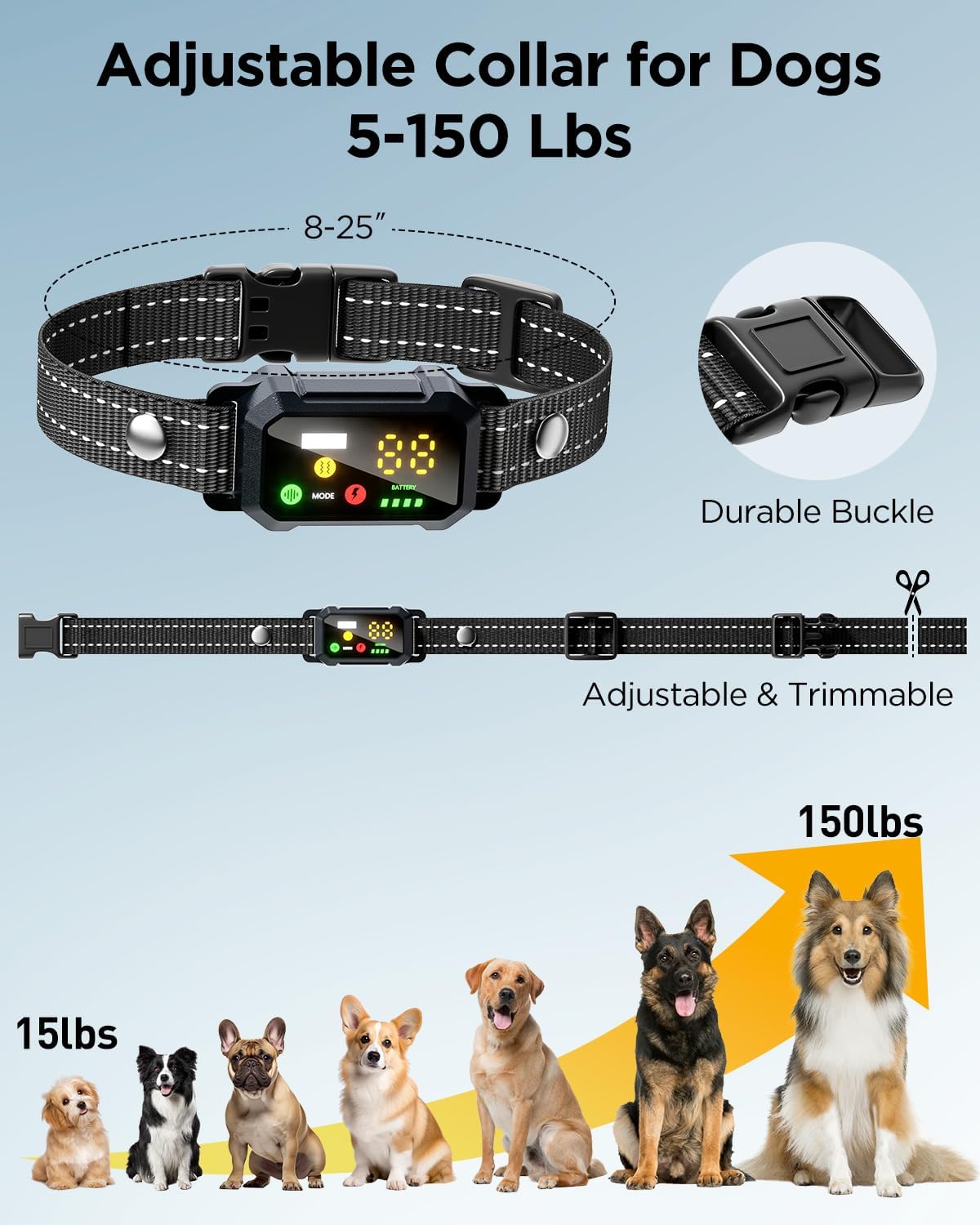 BLACKDOG Military Dog Shock Collar 2 Dogs (5-150lbs) - 4200ft Dog Training Collar with Remote, 4 Training Modes, Flashlight&Strobe, 90-Day Battery, IP67 Waterproof Dog E Collar for All Breeds (Blue)